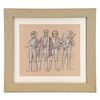 Lot # 297: STAR WARS - EP V - THE EMPIRE STRIKES BACK (1980) - Framed Hand-Drawn Lando Calrissian (Billy Dee Williams) and Guards Costume Design Illustration by John Mollo