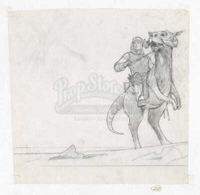 Lot # 299: STAR WARS - EP V - THE EMPIRE STRIKES BACK (1980) - Luke on Tauntaun Drawing for Production Illustration by Ralph McQuarrie