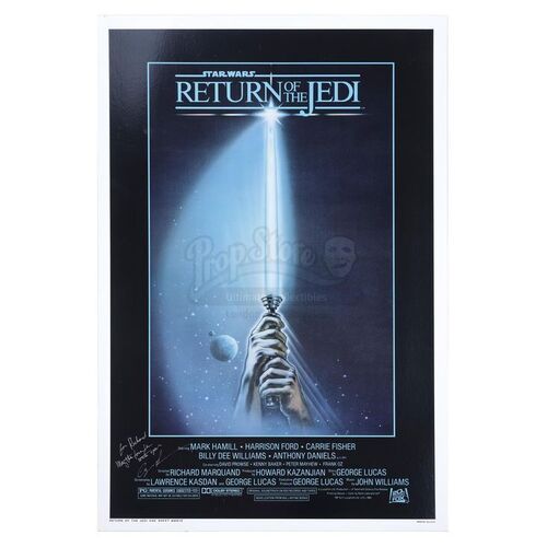 Lot # 332: STAR WARS - EP VI - RETURN OF THE JEDI (1983) - Style "A" One-Sheet Signed and Inscribed "May the Force Be With You" by George Lucas