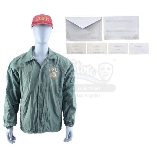 Lot # 400: UNBREAKABLE (2000) - David Dunn's (Bruce Willis) Windbreaker, Hat, Letter, and Business Cards