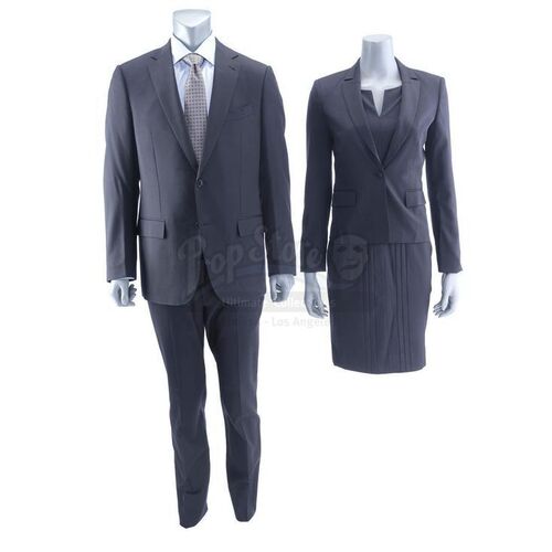 Lot # 426: THE X-FILES (T.V. SERIES, 1993 - 2018) - Fox Mulder's (David Duchovny) and Dana Scully's (Gillian Anderson) Season 10 Suits