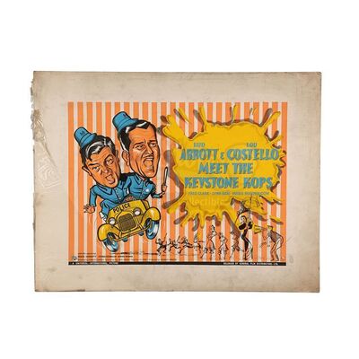 Lot # 450: ABBOTT AND COSTELLO MEET THE KEYSTONE KOPS (1955) - Hand-painted U.K. Quad Poster Concept Artwork