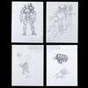 Lot # 471: AVP: ALIEN VS. PREDATOR (2004) - Four Hand-Drawn Predator and Predalien Concept Sketches