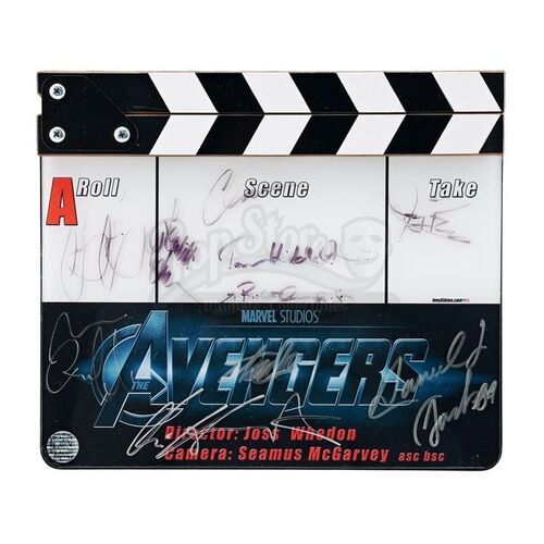 Lot # 483: THE AVENGERS (2012) - Framed Cast-Autographed Clapperboard