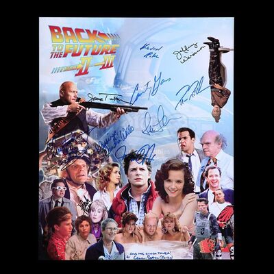 Lot # 497: BACK TO THE FUTURE TRILOGY (1985 - 1990) - Michael J. Fox, Christopher Lloyd & Cast Autographed Poster