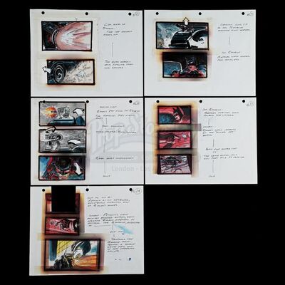 Lot # 509: BATMAN RETURNS (1992) - Five Hand-Drawn Storyboards