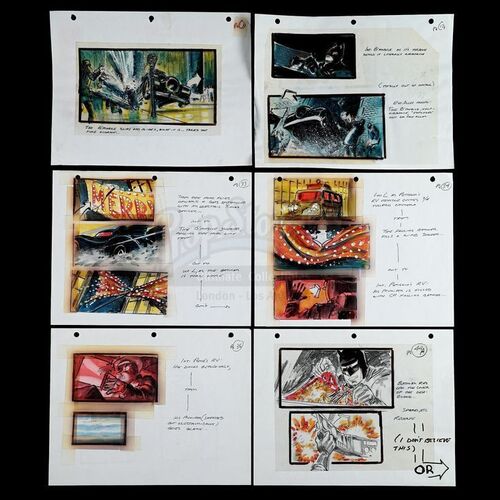 Lot # 510: BATMAN RETURNS (1992) - Six Hand-Drawn Storyboards