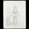 Lot # 583: CONAN THE BARBARIAN (1982) - Hand-Drawn Ron Cobb Snake Cult Headdress Concept Sketches
