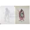 Lot # 592: CONAN THE BARBARIAN (1982) - Hand-Drawn Ron Cobb Brak and Osric's Guard Concept Sketches