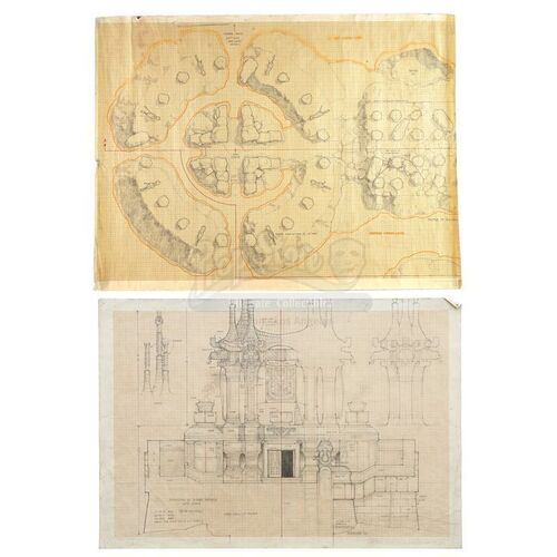 Lot # 593: CONAN THE BARBARIAN (1982) - Hand-Drawn Ron Cobb Mountain of Power Concept Sketches