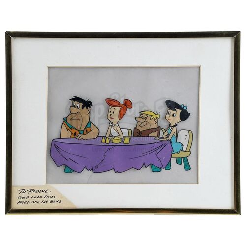 Lot # 677: THE FLINTSTONES (T.V. SERIES, 1960 - 1966) - Flintstones and Rubbles Hand-Painted Animation Cel