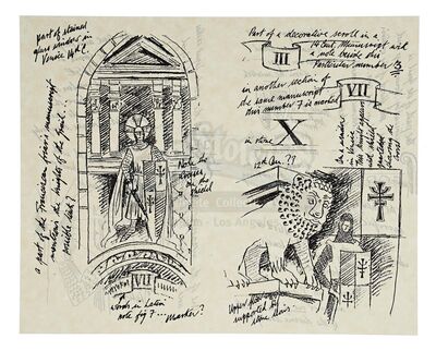 Lot # 776: INDIANA JONES & THE LAST CRUSADE (1989) - Production-Made "Venice Library" Grail Diary Page