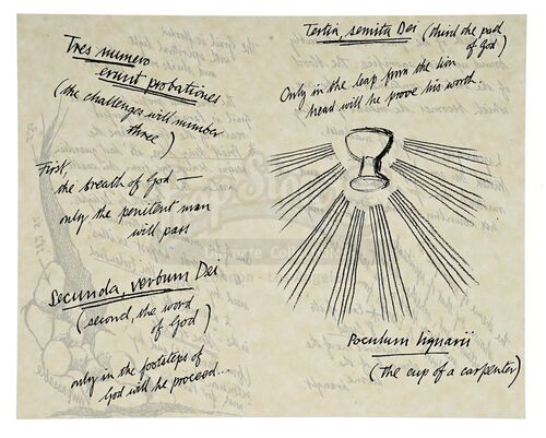 Lot # 777: INDIANA JONES & THE LAST CRUSADE (1989) - Production-Made "Grail Cup" Grail Diary Page