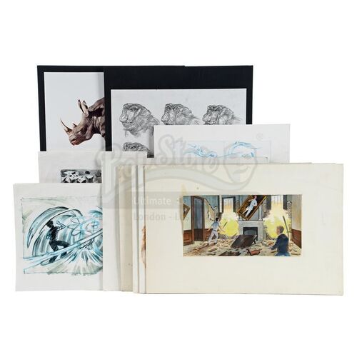 Lot # 807: JUMANJI (1995) - Joe Johnston's Concept Art and Photographs with 21 Hand-Drawn and Printed Storyboards