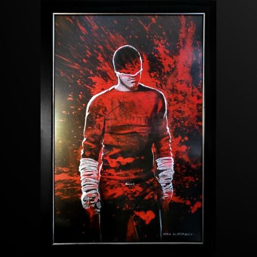 Lot # 861: MARVEL'S DAREDEVIL (T.V. SERIES, 2015 - 2018) - Hand-Painted Greg Hildebrandt Season 3 Splatter Board