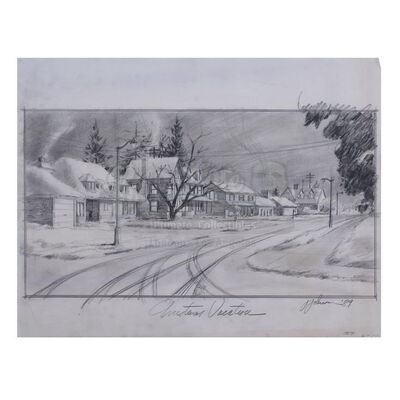 Lot # 910: NATIONAL LAMPOON'S CHRISTMAS VACATION (1989) - Hand-Drawn Jack Johnson Griswold House Concept Sketch