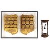 Lot # 914: NIGHT AT THE MUSEUM: BATTLE OF THE SMITHSONIAN (2009) - Framed Tablets of Ahkmenrah (Rami Malek) and Smithsonian Hourglass Model Miniature