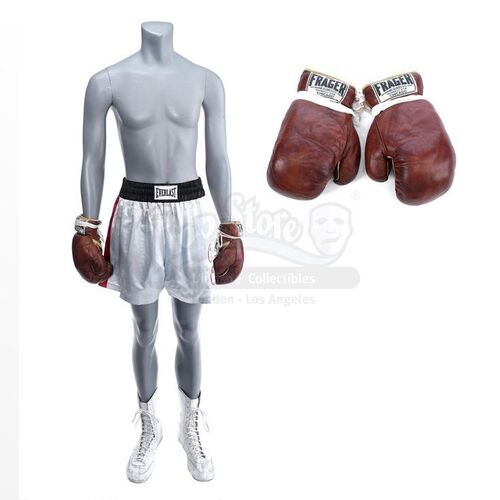 Lot # 939: ONE NIGHT IN MIAMI (2020) - Cassius Clay's (Eli Goree) Miami Fight Costume with Sonny Liston's (Aaron D. Alexander) Boxing Gloves