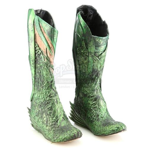 Lot # 973: POWER RANGERS (2017) - Pair of Rita Repulsa's Corrupted Green Power Boots