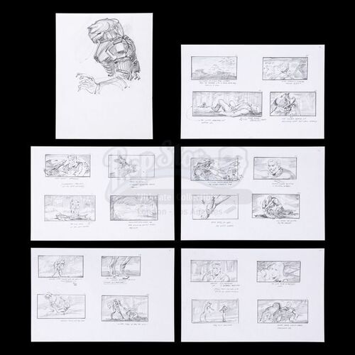 Lot # 976: PREDATOR (1987) - Hand-Drawn Final Battle Storyboards and Concept Art