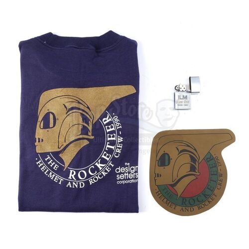 Lot # 995: THE ROCKETEER (1991) - Crew Shirt, Patch, and Lighter Set