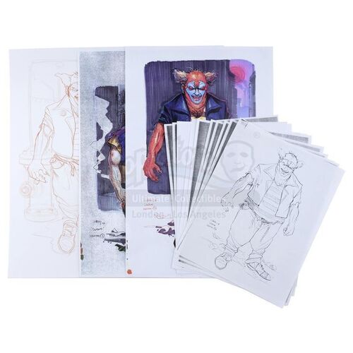 Lot # 1038: SPAWN (1997) - Hand-Drawn and Printed Concept Artwork for Clown and Violator by John Bell