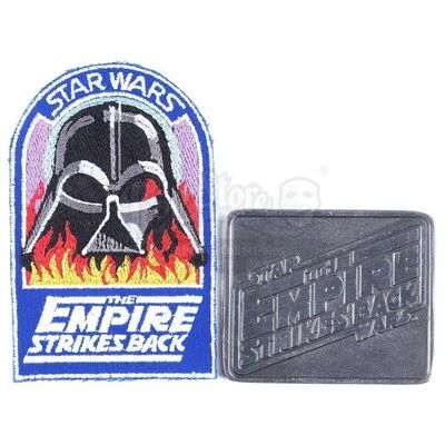 Lot # 1163: STAR WARS - EP V - THE EMPIRE STRIKES BACK (1980) - Vader in Flames Crew Patch and Pewter Paperweight