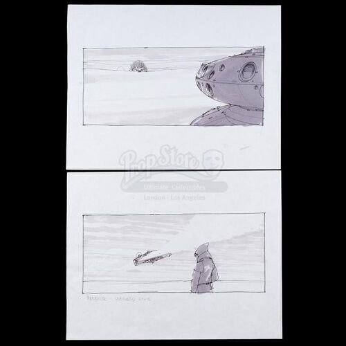 Lot # 1168: STAR WARS - EP V - THE EMPIRE STRIKES BACK (1980) - Pair of Hand-Drawn Hoth Storyboards