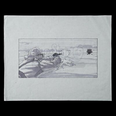 Lot # 1169: STAR WARS - EP V - THE EMPIRE STRIKES BACK (1980) - Hand-Drawn Joe Johnston Han Solo Storyboard