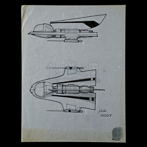 Lot # 1170: STAR WARS - EP V - THE EMPIRE STRIKES BACK (1980) - Hand-Drawn Joe Johnston Snowspeeder Concept Drawings