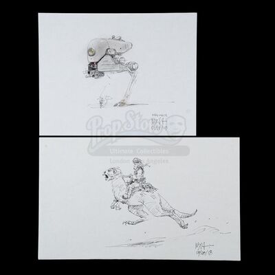 Lot # 1185: STAR WARS - EP V - THE EMPIRE STRIKES BACK (1980) - Alternate Chicken Walker and Tauntaun Design Sketches