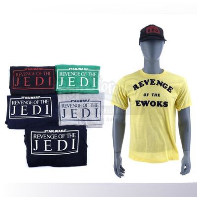 Lot # 1190: STAR WARS - EP VI - RETURN OF THE JEDI (1983) - Six "Revenge of the Jedi" Crew Shirts and Hat