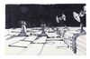 Lot # 1200: STAR WARS - EP IV - A NEW HOPE (1977) - Hand-Illustrated Paul Huston TIE Fighters Over Death Star Concept Sketch