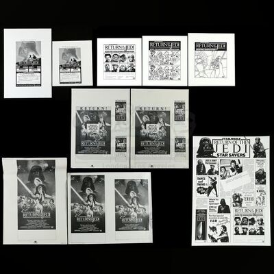 Lot # 1215: STAR WARS - EP VI - RETURN OF THE JEDI (1983) - Set of Ad Slicks and Promo Proofs