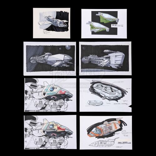 Lot # 1247: STARSHIP TROOPERS (1997) - Collection Of Hand-Colored Spaceship Concepts