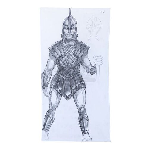 Lot # 1317: TROY (2004) - Hand-Drawn Mariano Diaz Myrmidon Costume Sketch