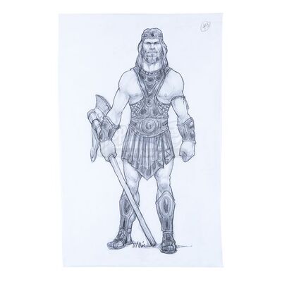 Lot # 1318: TROY (2004) - Hand-Drawn Mariano Diaz Ajax (Tyler Mane) Costume Sketch