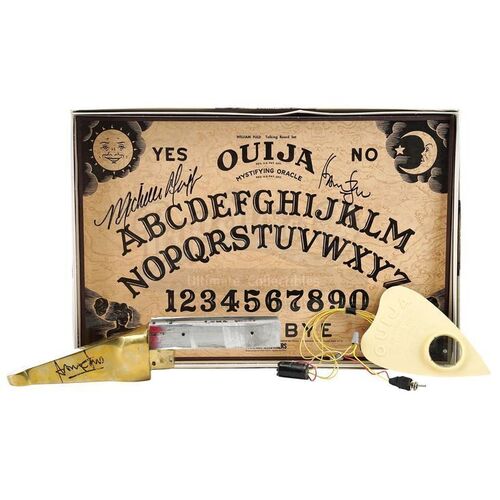Lot # 1341: WHAT LIES BENEATH (2000) - Harrison Ford and Michelle Pfeiffer-Signed Ouija Board with Light Up Planchette and Signed Mast Piece