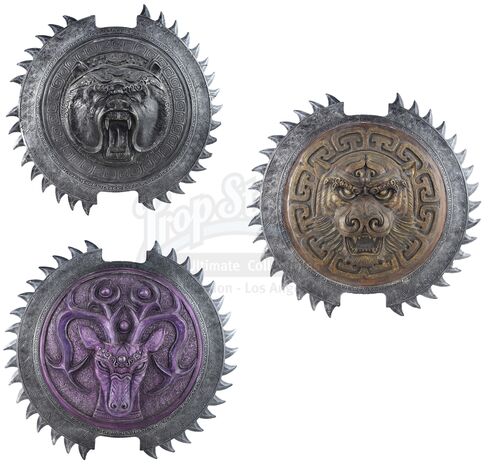 Lot # 173: Set of 3 Shields: Gold Tiger, Purple Deer, and Black Bear Units