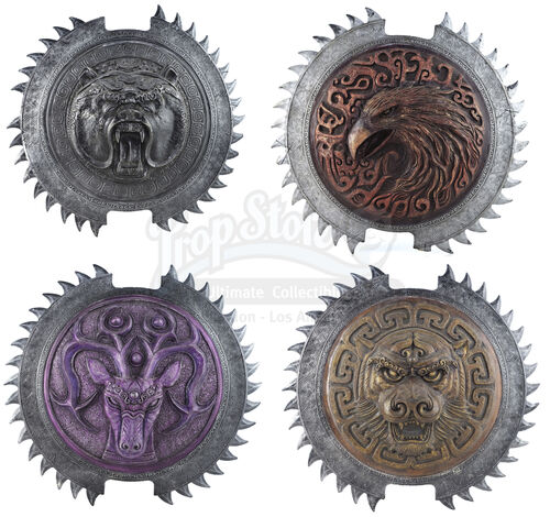 Lot # 265: Set of 4 Shields: Gold Tiger, Purple Deer, Red Eagle and Black Bear Units
