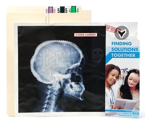 Lot # 109: The Gifted - X-Gene Carrier Pamphlet and X-Ray with Caitlin Strucker's Medical Files