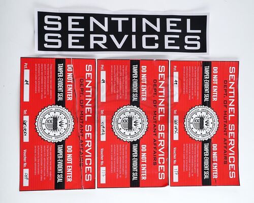 Lot # 122: The Gifted - Sentinel Services Standard and "Do Not Enter" Stickers