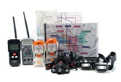 Lot # 138: The Gifted - Purifier Meters with Stunt Morlock Head Lamps and Jace Turner's Tunnel Maps