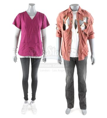 Lot # 149: The Gifted - Thunderbird's Mutant Acid-Damaged Costume and Caitlin Strucker's Scrubs Costume