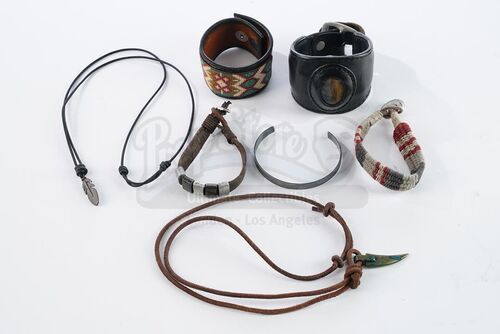 Lot # 150: The Gifted - Thunderbird's 7/15 Bracelet and Feather Necklace with Additional Accessories