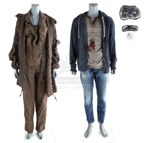 Lot # 276: The Gifted - Glow and Shatter's Bloodied, Bullet-Riddled Costumes with Shatter's Mutant Appliances