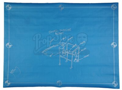 Lot # 32: Episode "Mega Movie Myths" (2006, SP9): Episode Blueprint Signed by Adam Savage - Sword-Swinging Robot
