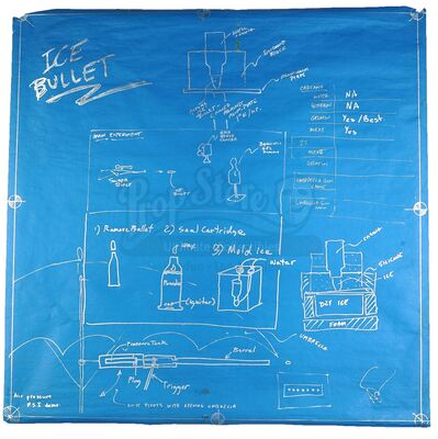 Lot # 68: Episode "Exploding Toilet" (2003, E1): Episode Blueprint Signed by Adam Savage - Ice Bullet