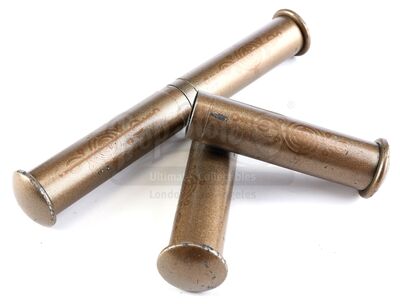 Lot # 147: 'Lethe' (106) - Pair of Empty Vulcan Science Academy Diploma Tubes