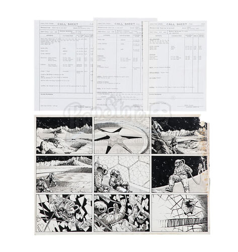 Lot #581 - FIRST MEN IN THE MOON (1964) - Hand-drawn Storyboard Sequence and Call Sheets